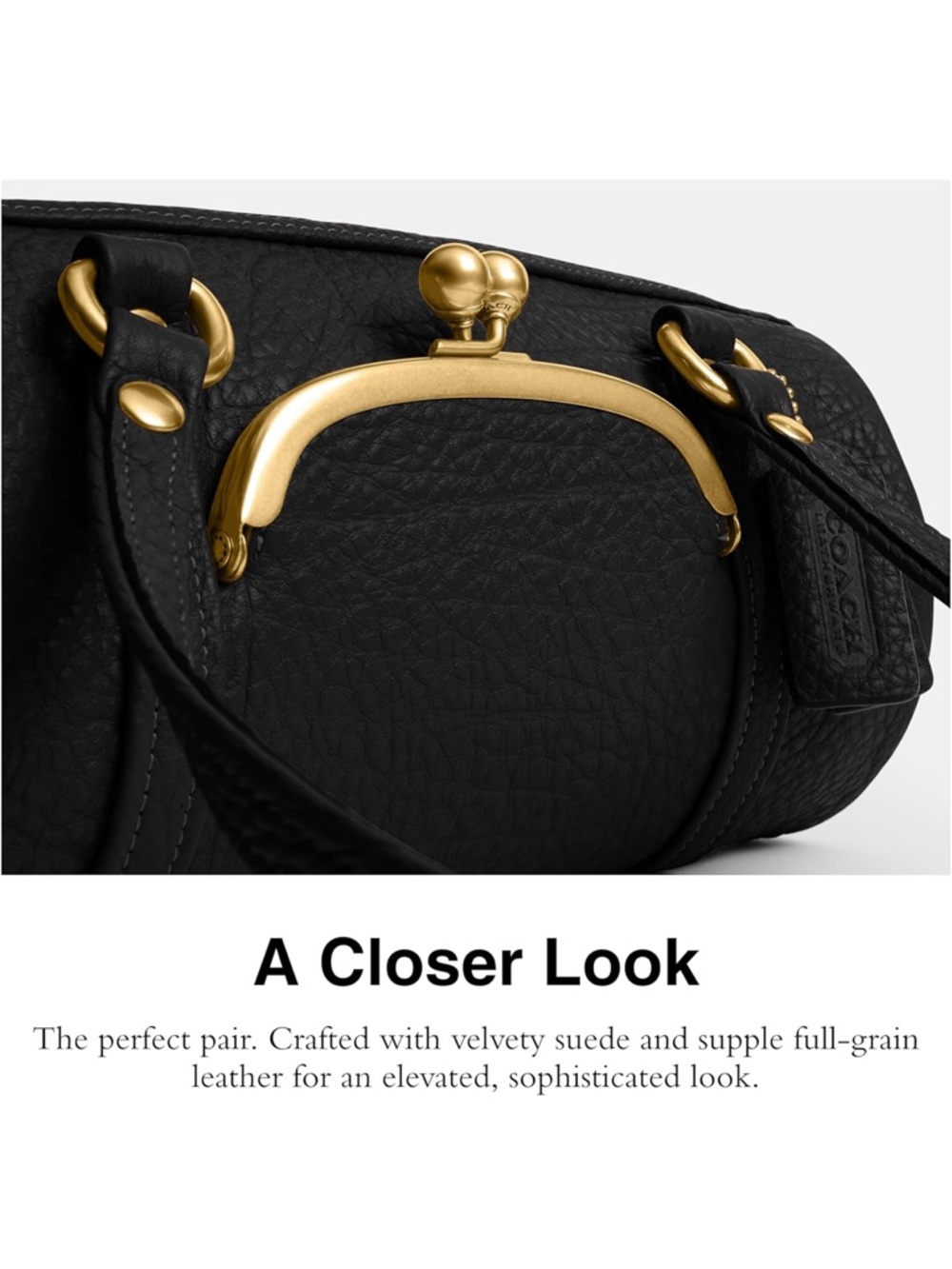 New Coach Kisslock Barrel Shoulder Bag 28 with Black and Gold - Picture 5 of 14